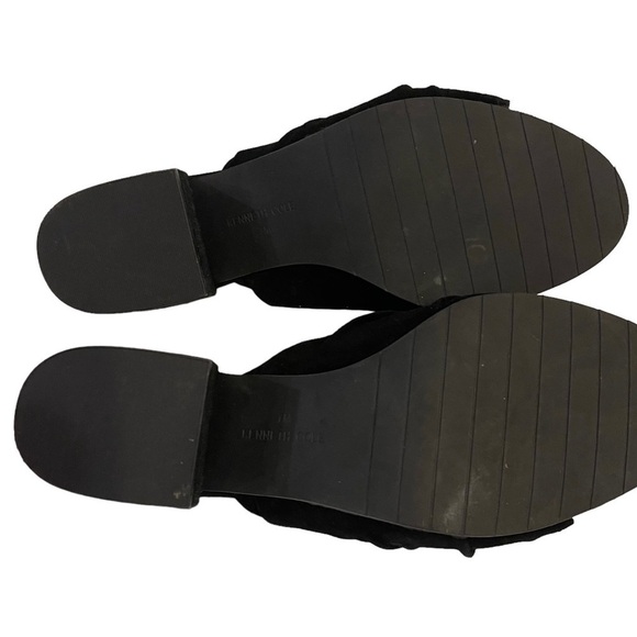 KENNETH COLE Vali Black Suede Bow Mule Heel Block Sandal Shoes - Picture 4 of 5